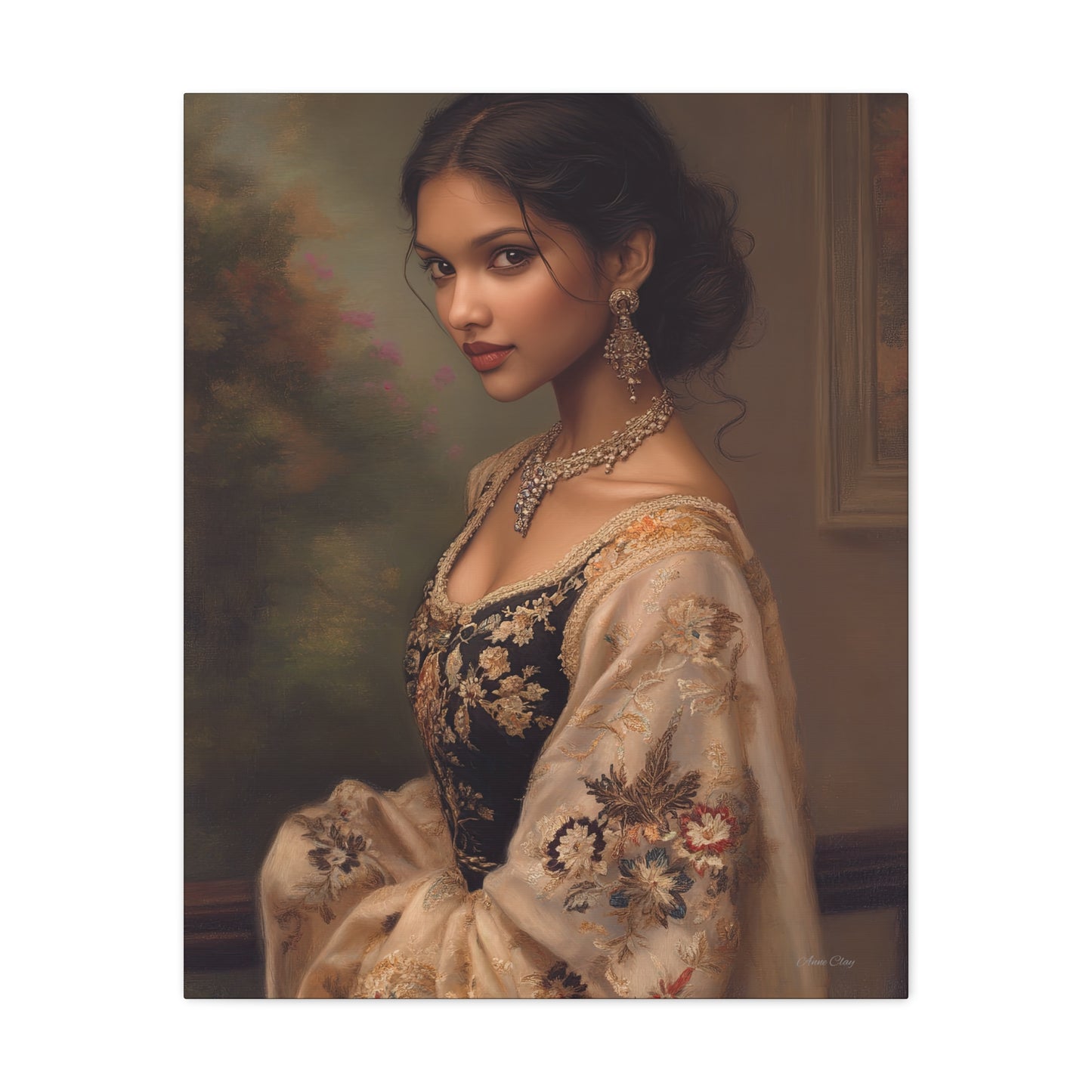 Elegant Stretched Canvas Wall Art - Timeless Portrait, Home Decor, Gift for Art Lovers, Stylish Living Room Decor, Christmas Gift