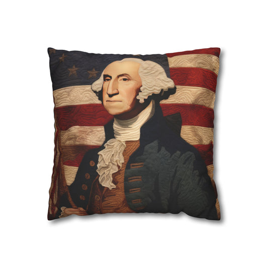Faux Quilted George Washington Square Poly Canvas Pillowcase