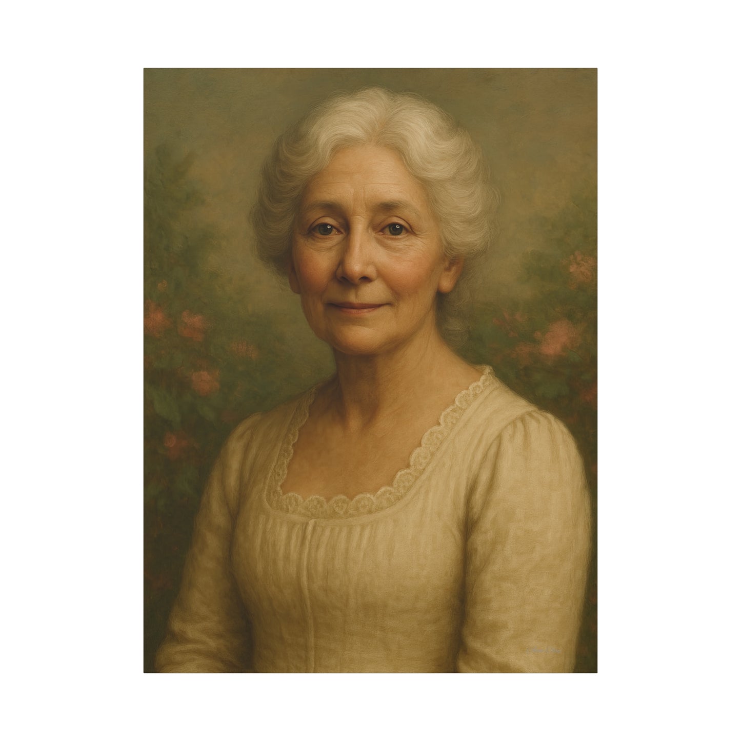 Elegant Stretched Canvas Wall Art, Vintage Portrait, Home Decor, Gift for Grandma, Timeless Elegance, Living Room, Gallery Wall