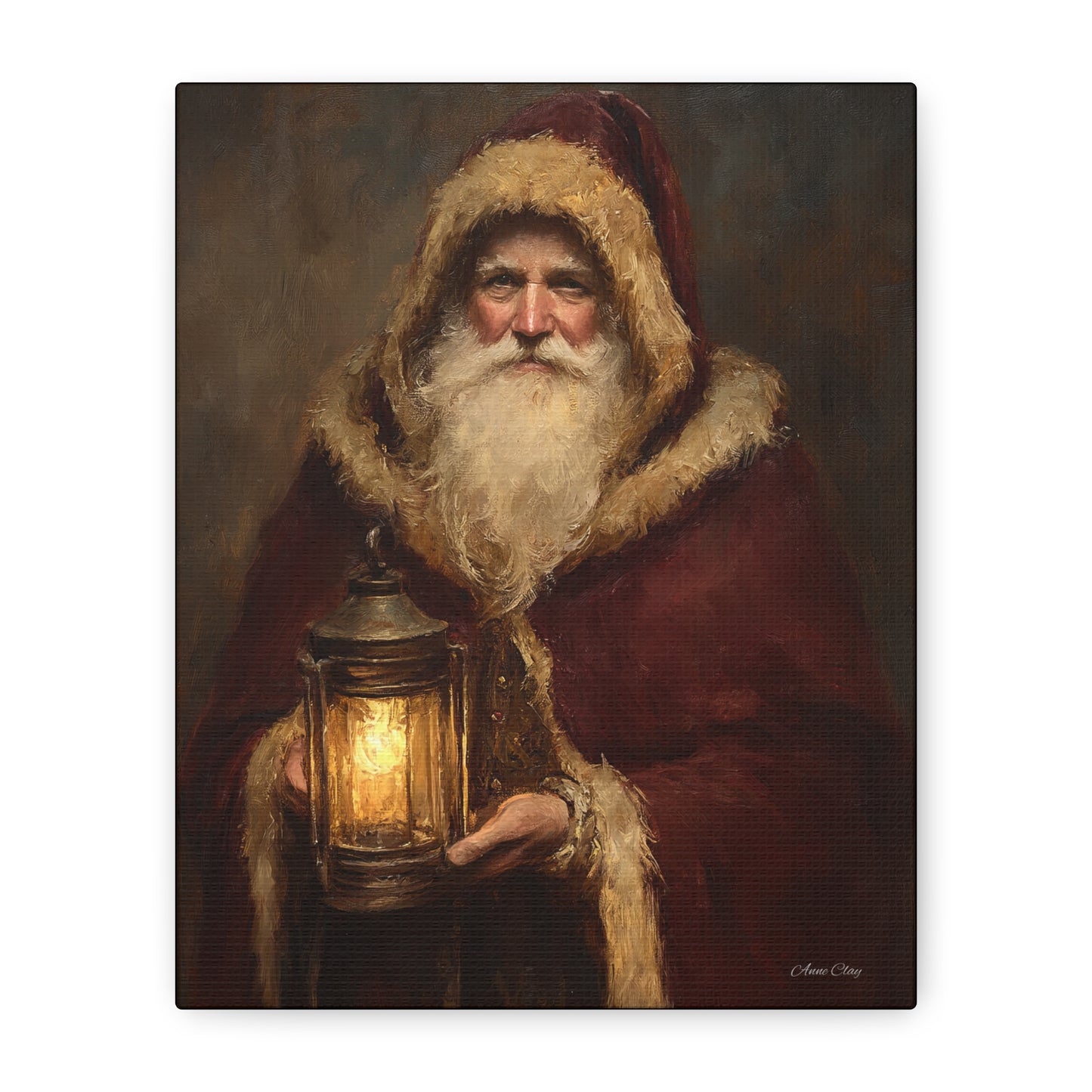 Firelight Santa Matte Canvas, Stretched, 1.25"
