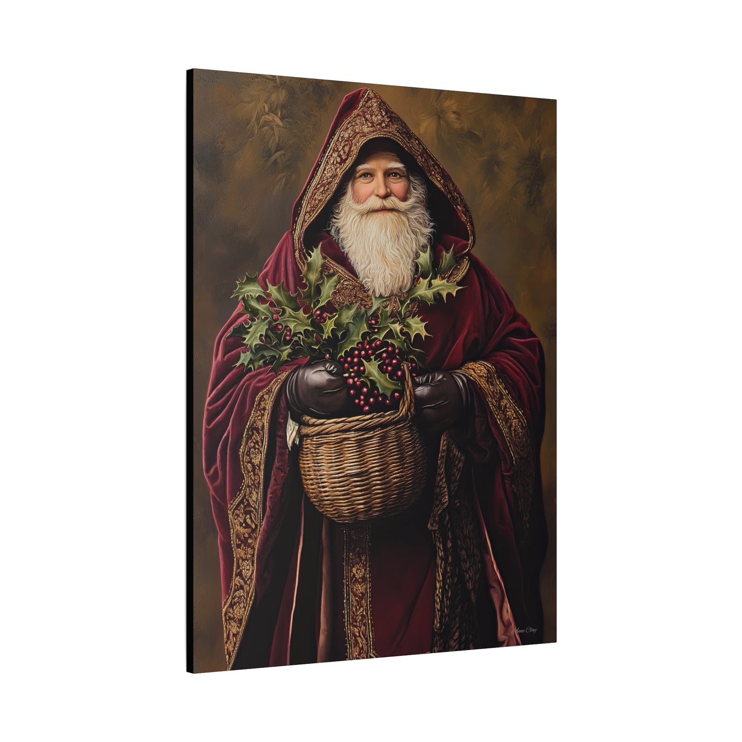 Burgundy Berry Santa Matte Canvas, Stretched, 1.25"