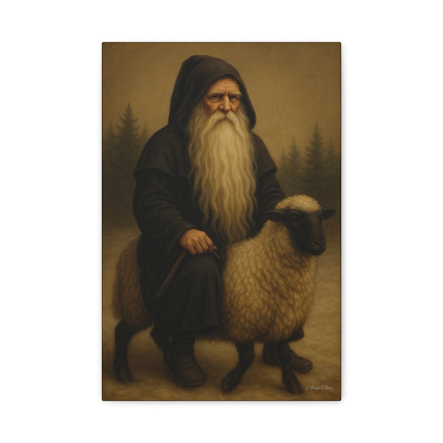 Elderly Shepherd Canvas Wall Art