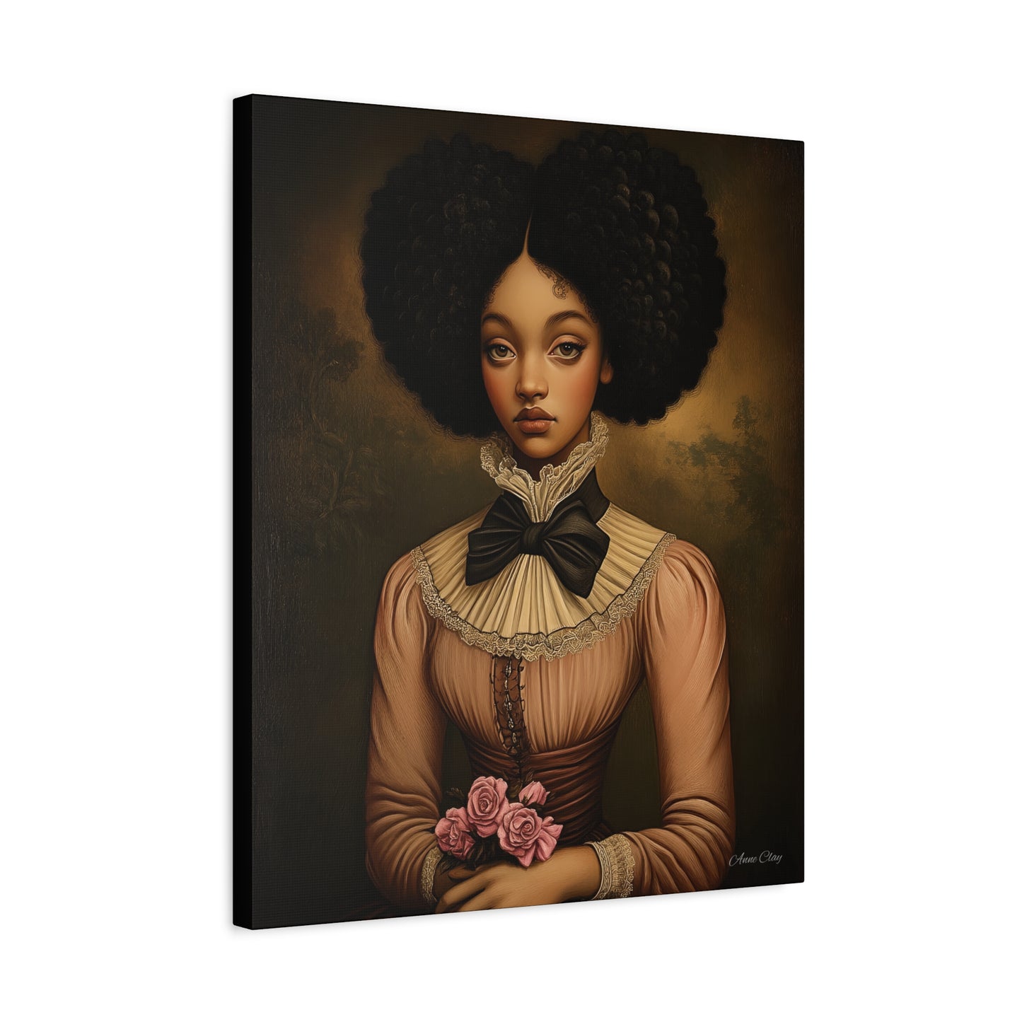 Beautiful Vintage Matte Canvas Wall Art, Floral Girl Portrait, Home Decor, Gift for Her, Living Room, Wedding Decor, Artwork