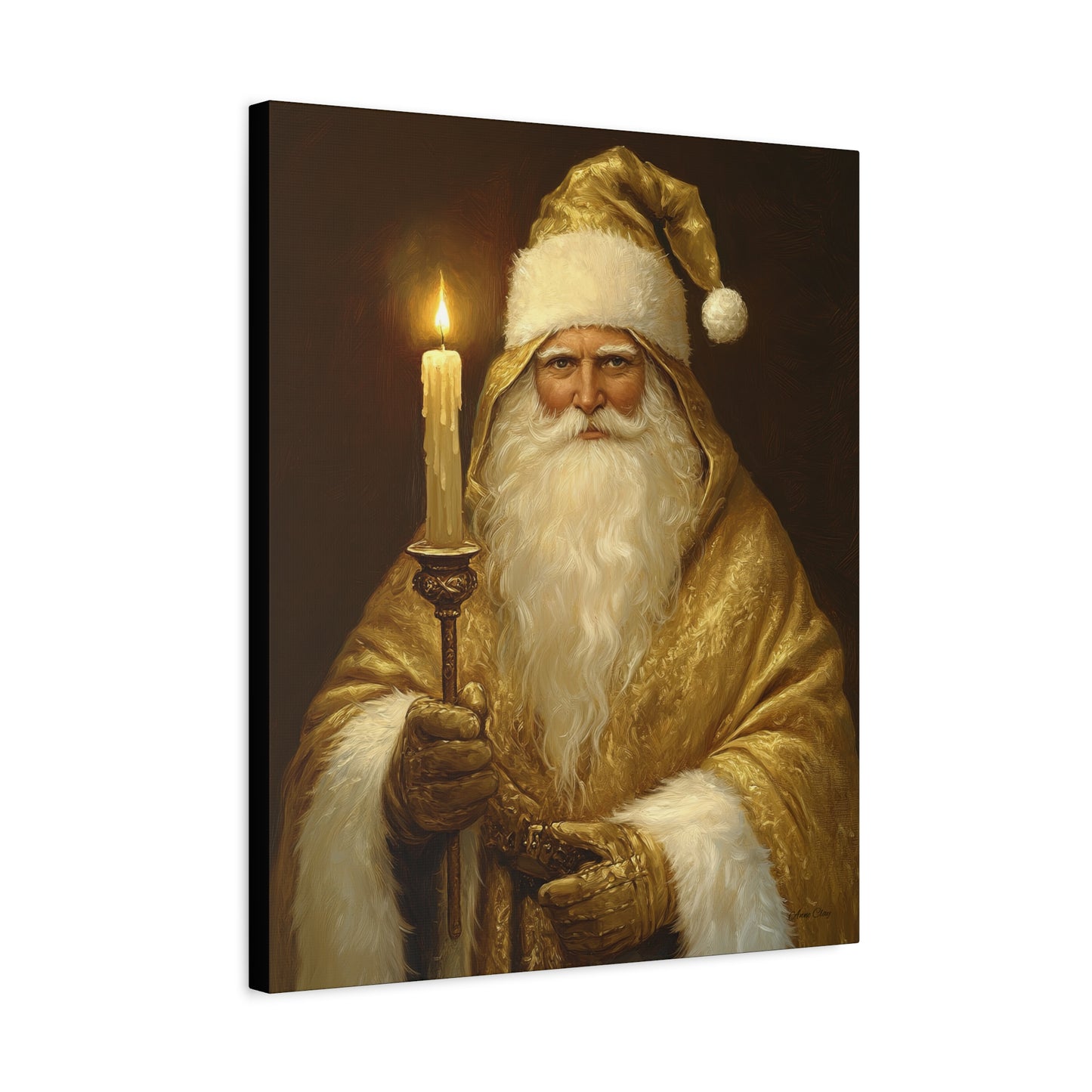 Golden Glow Santa Matte Canvas, Stretched, 1.25"