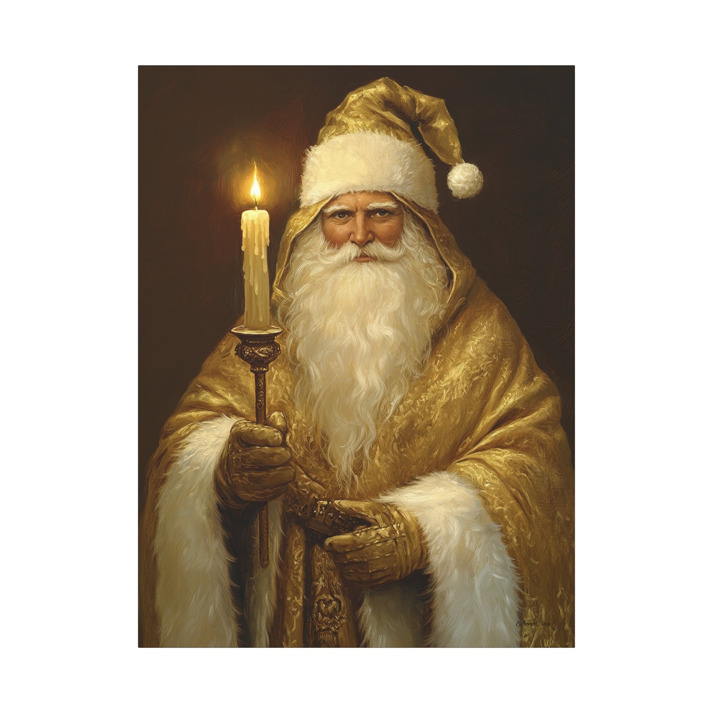 Golden Glow Santa Matte Canvas, Stretched, 1.25"