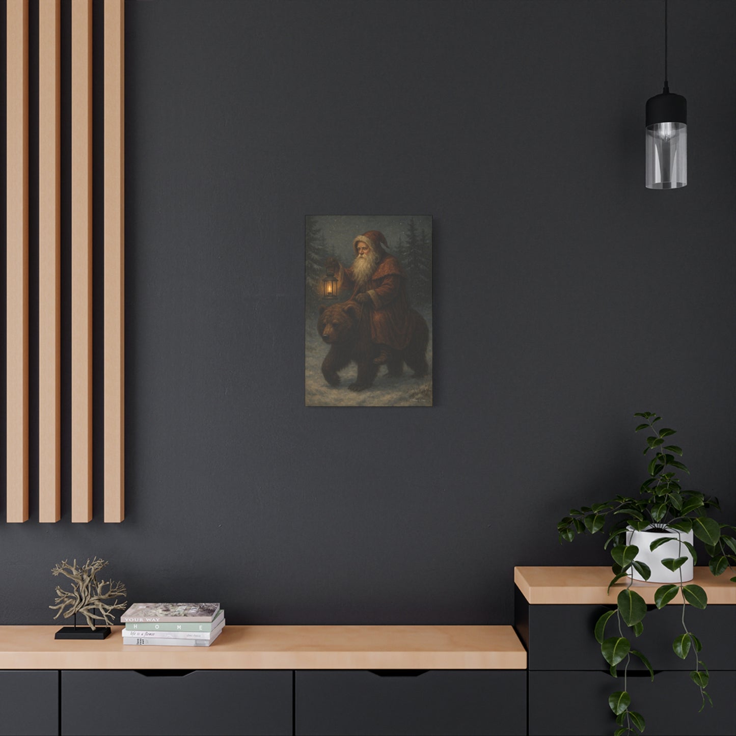 Vintage Santa Bear Canvas Wall Art