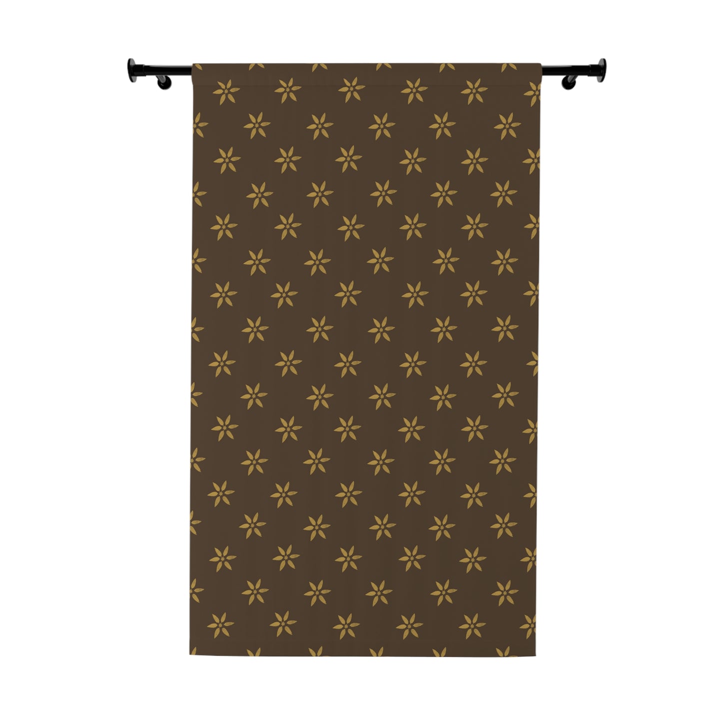 Gold on Brown Petals Window Curtains (1 Piece)