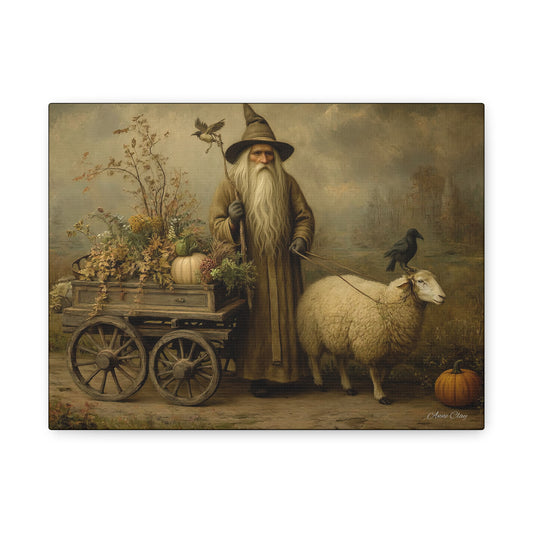 Whimsical Harvest Canvas Art, Autumn Decor, Farmhouse Wall Art, Mythical Wizard Artwork, Halloween & Thanksgiving Decoration