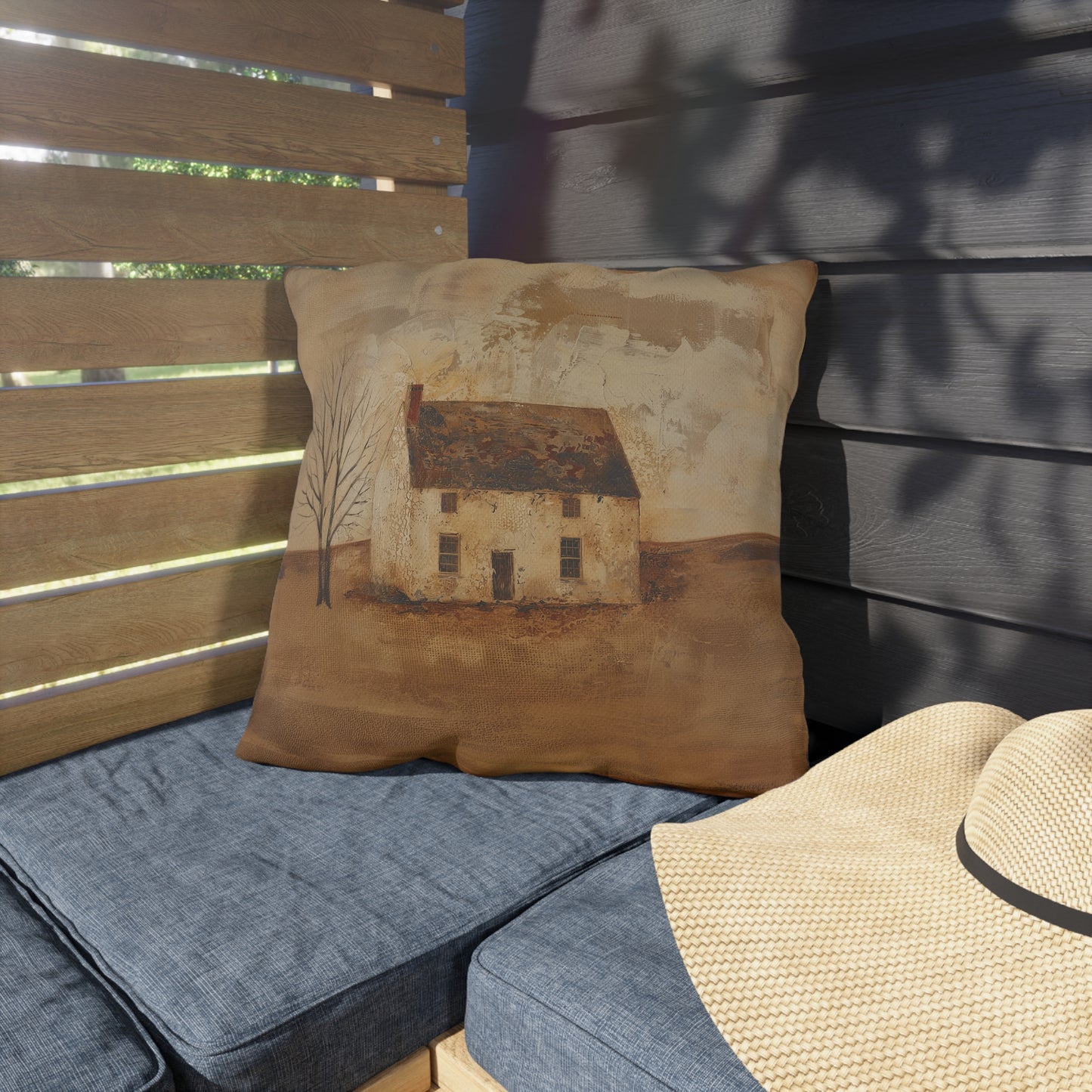 Primitive House Outdoor Pillows
