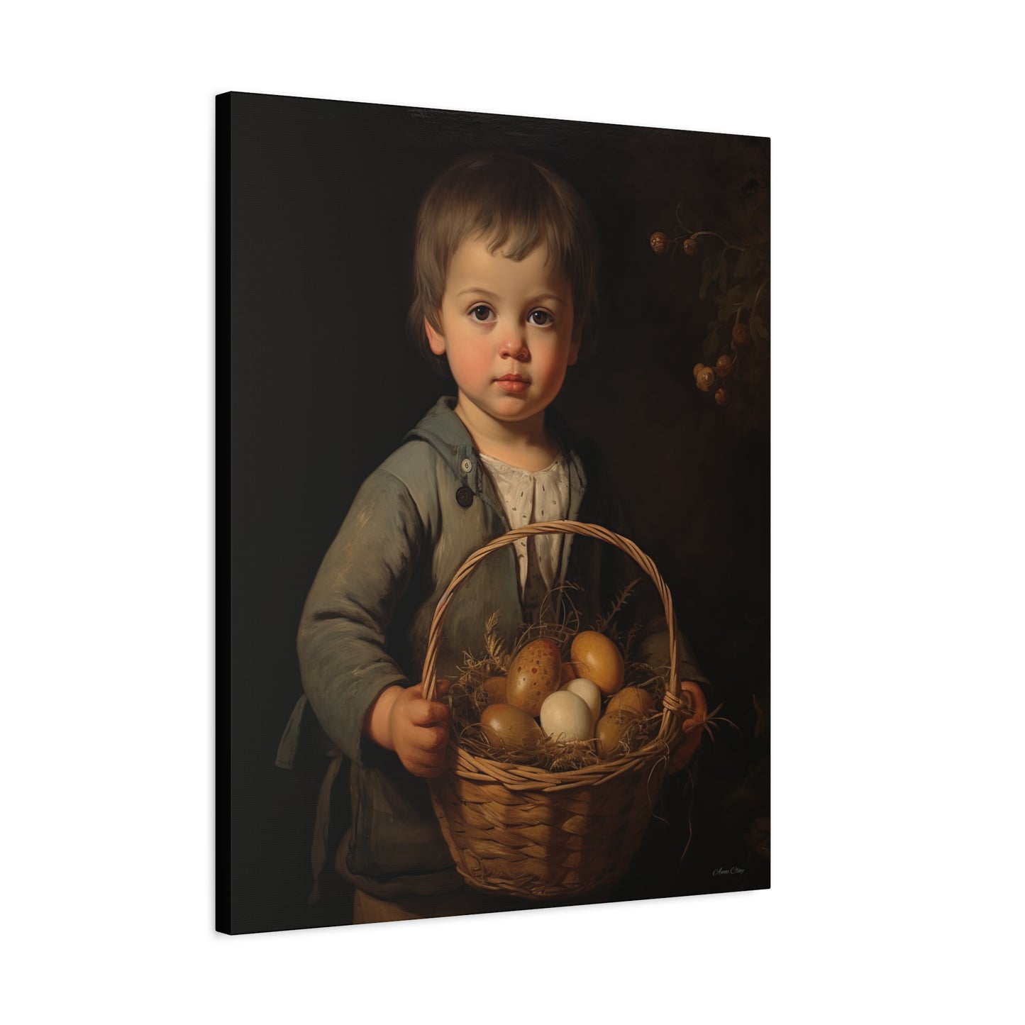 Charming Kid's Art Canvas - Vintage Style Bunny & Eggs Design for Home Decor