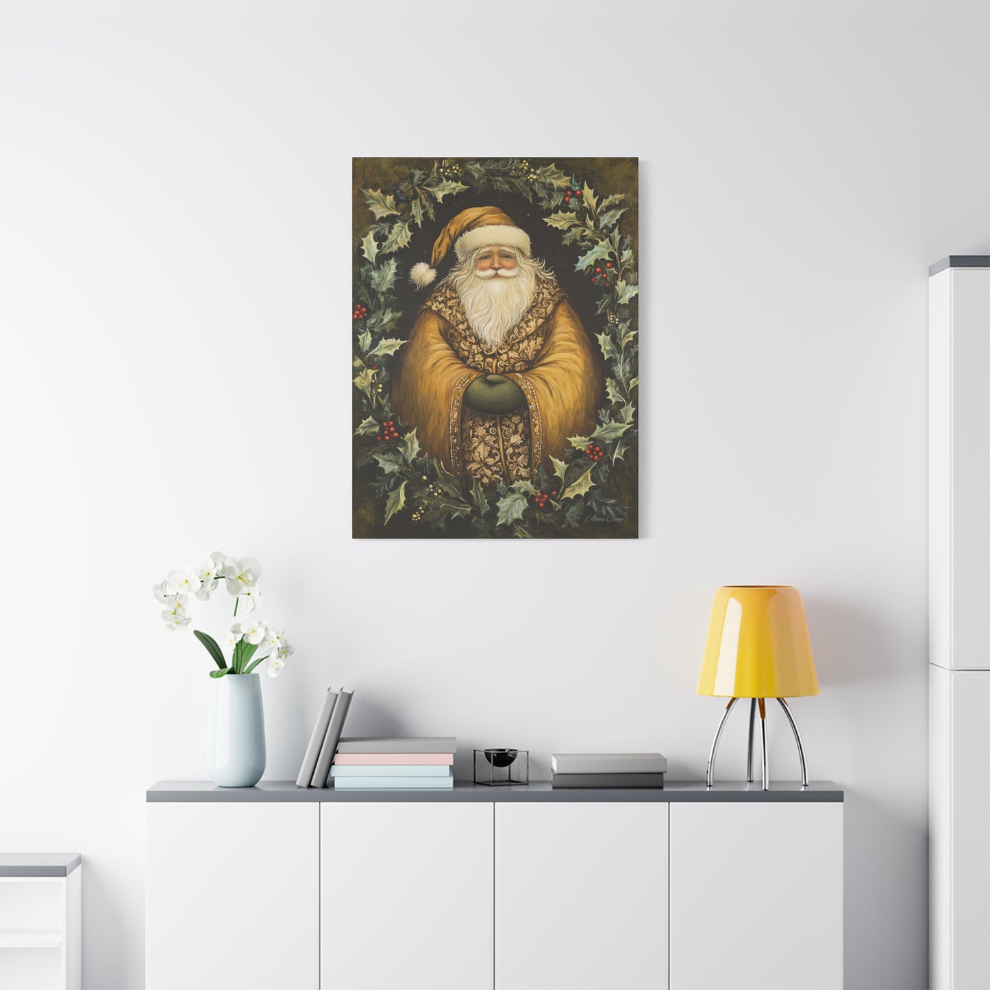 Jolly Gold Santa Matte Canvas, Stretched, 1.25"