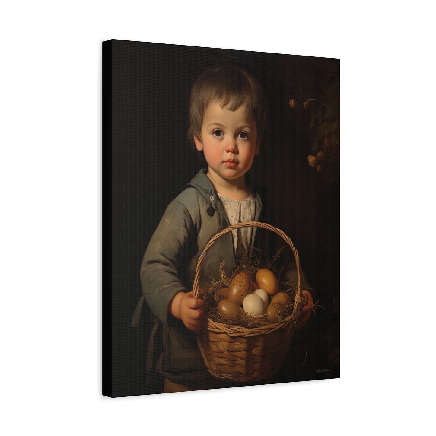 Charming Kid's Art Canvas - Vintage Style Bunny & Eggs Design for Home Decor