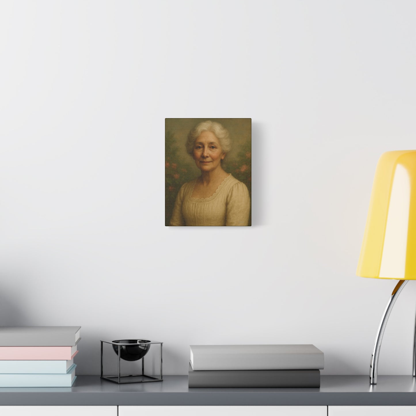 Elegant Stretched Canvas Wall Art, Vintage Portrait, Home Decor, Gift for Grandma, Timeless Elegance, Living Room, Gallery Wall