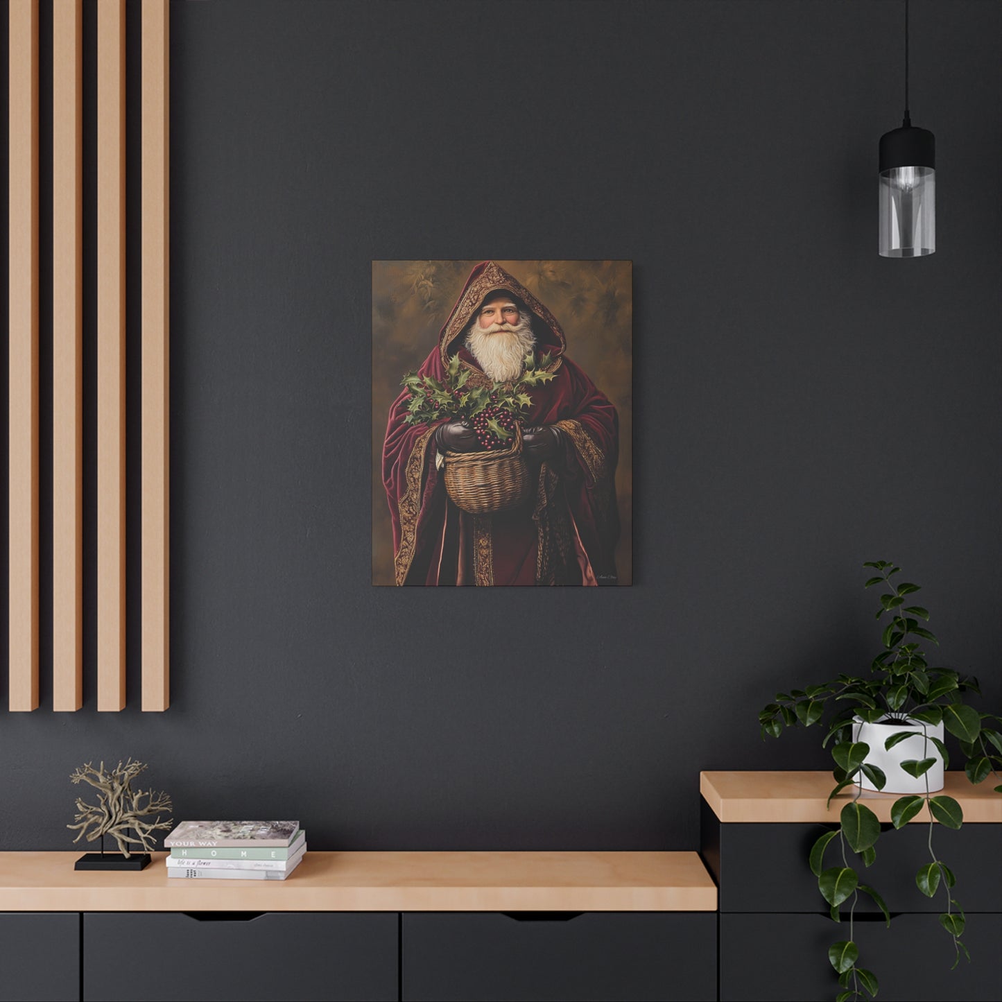 Burgundy Berry Santa Matte Canvas, Stretched, 1.25"