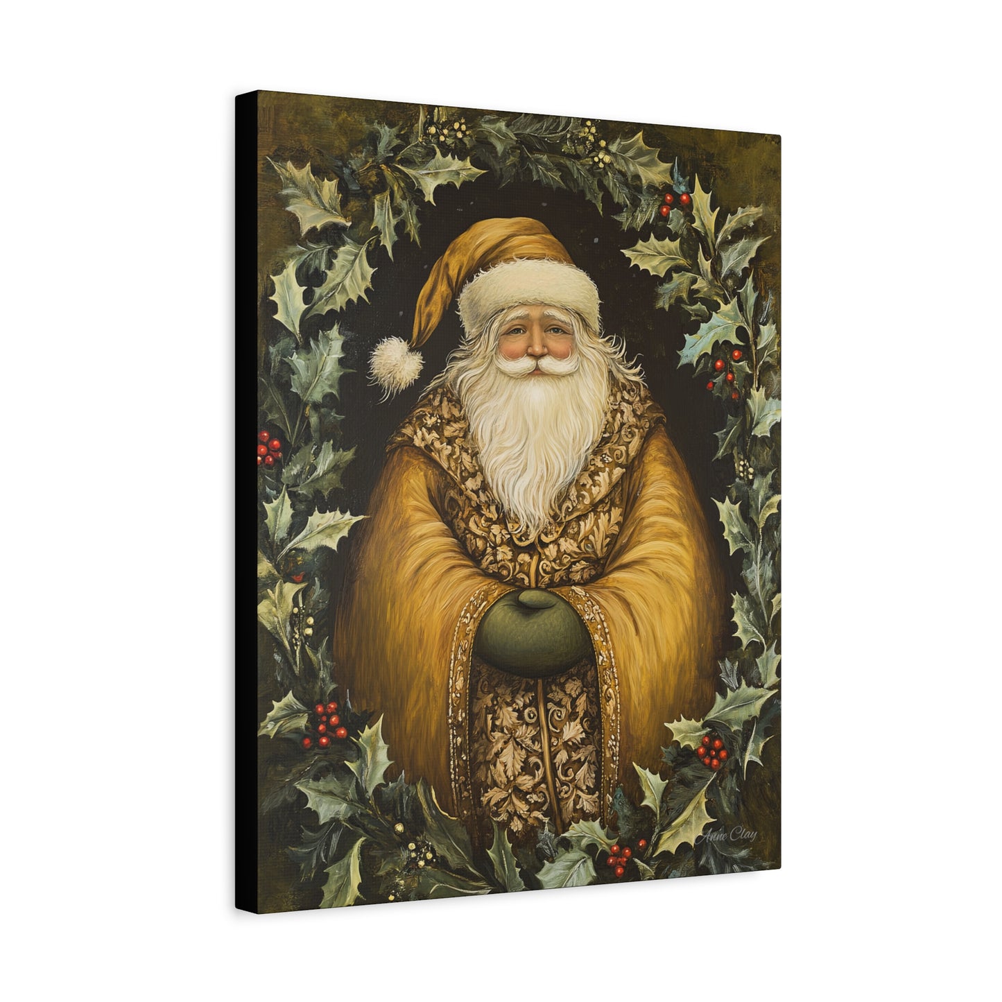 Jolly Gold Santa Matte Canvas, Stretched, 1.25"