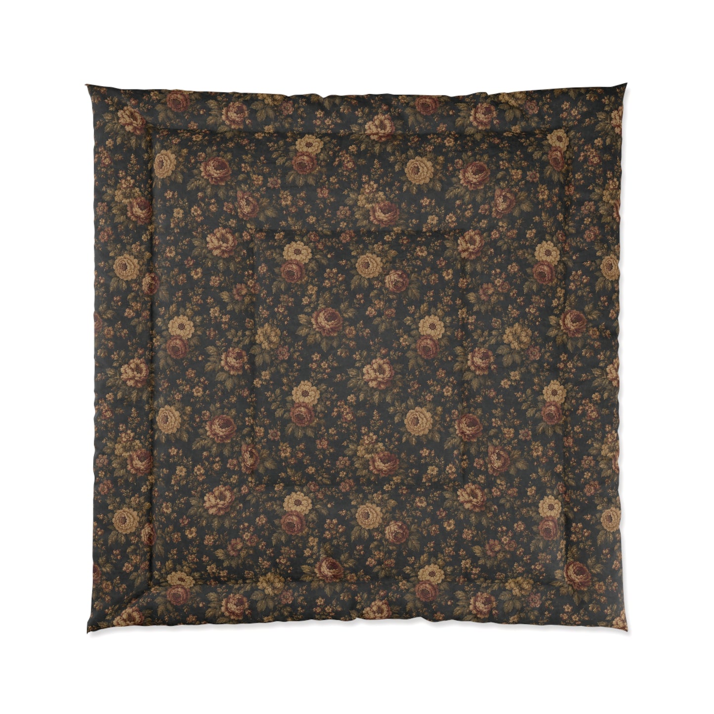 Floral Vintage Comforter — Dark Rustic Rose Bedding