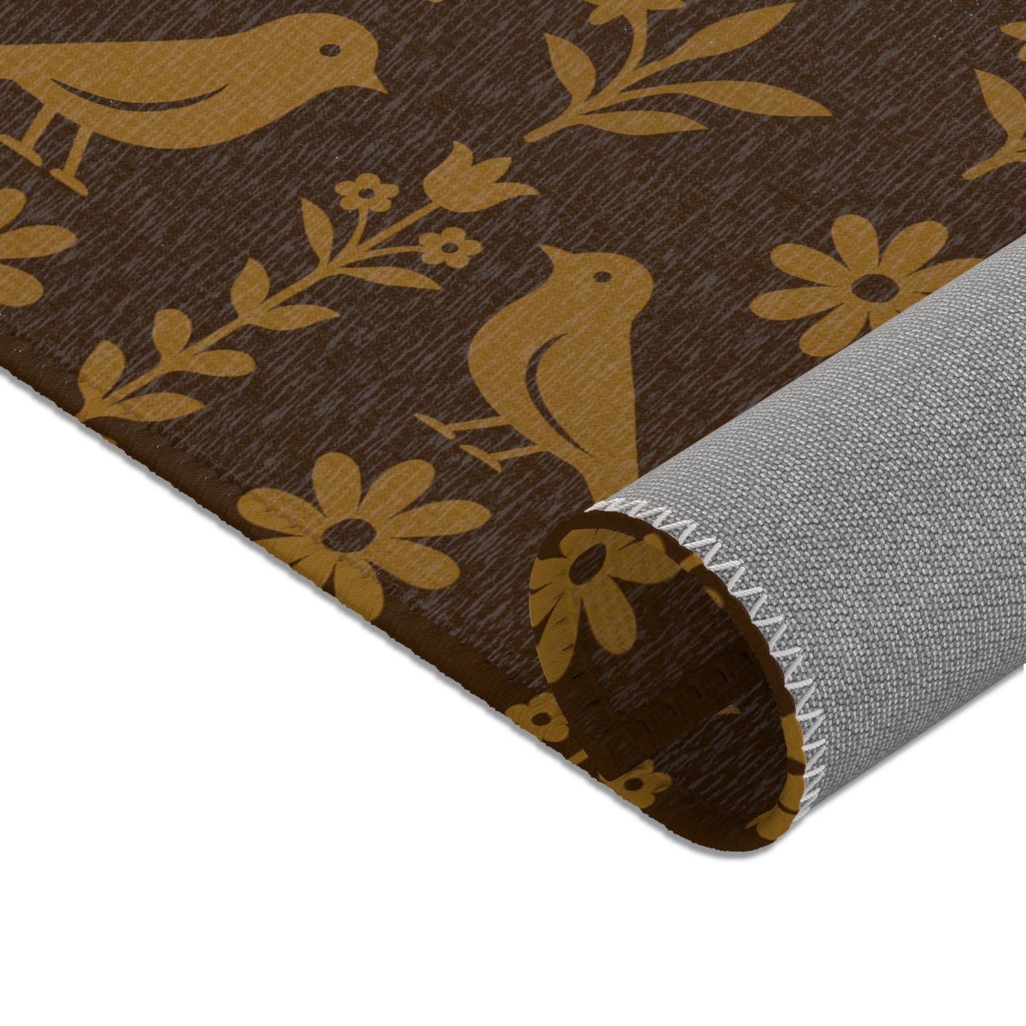 Charming Bird & Floral Area Rug - Cozy Home Decor, Rustic Style, Nature-Inspired, Perfect for Living Room, Bedroom, or Outdoor Spaces