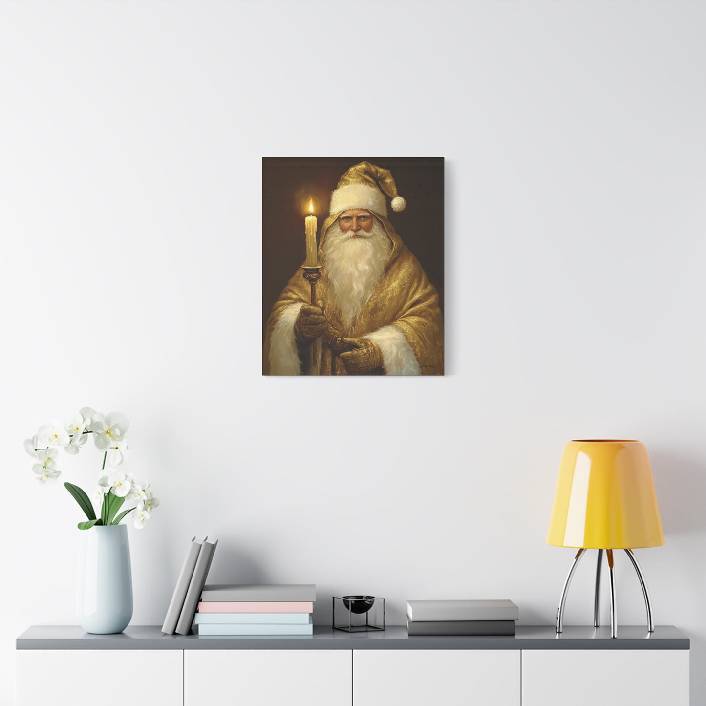 Golden Glow Santa Matte Canvas, Stretched, 1.25"
