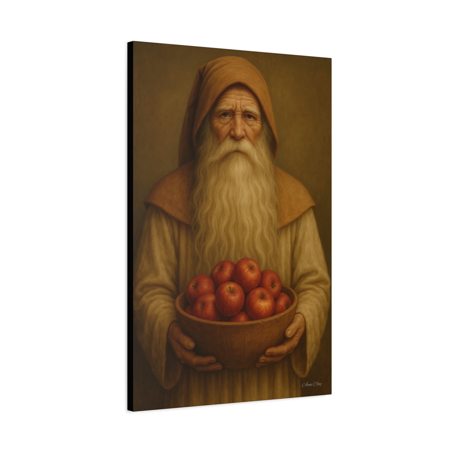 Rustic Canvas Wall Art - Wise Elder with Apples