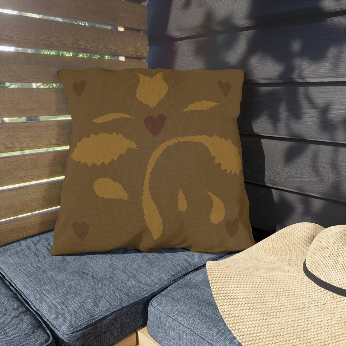 Leaves and Hearts Stencil Outdoor Pillows