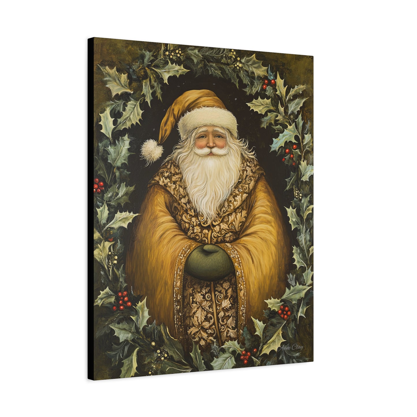 Jolly Gold Santa Matte Canvas, Stretched, 1.25"
