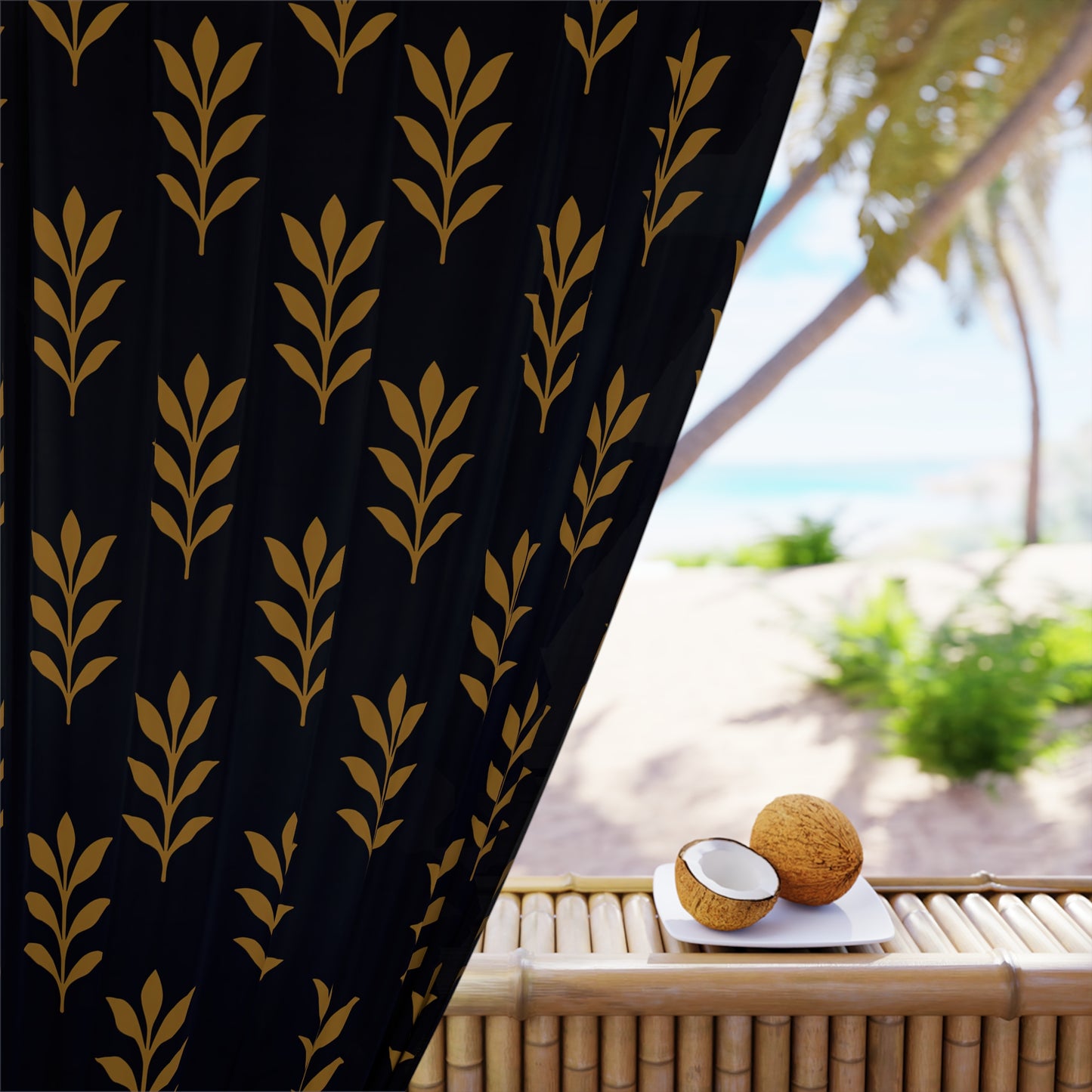 Chic Leaf Print Window Curtain, Modern Blackout Curtain, Home Decor, Living Room Drapes, Stylish Window Treatment