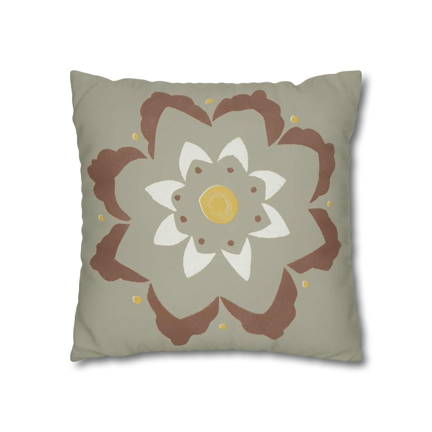 Fantasy Collection Stencil Flower Square Poly Canvas Pillowcase