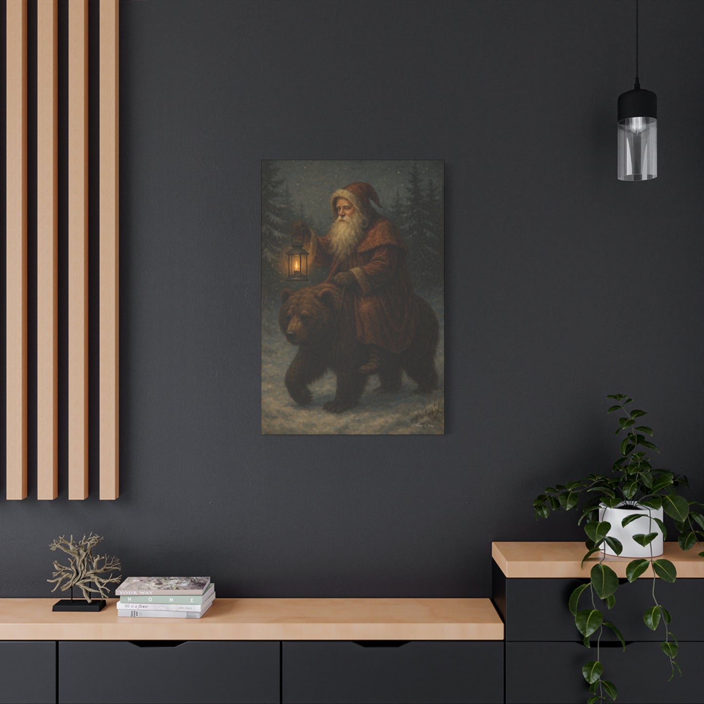 Vintage Santa Bear Canvas Wall Art