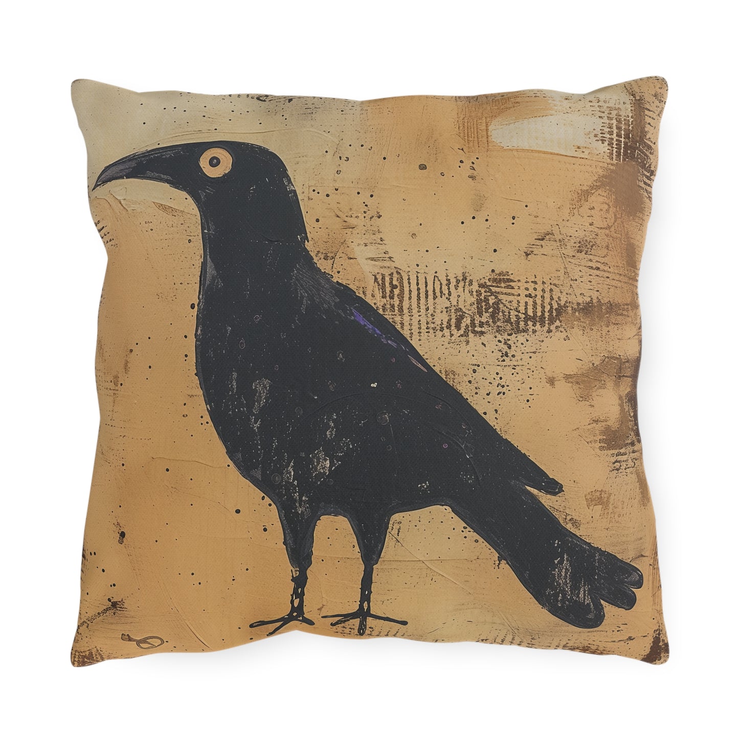 Artistic Outdoor Pillows | Black Bird Design, Garden Decor, Patio Accessories,