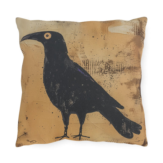 Artistic Outdoor Pillows | Black Bird Design, Garden Decor, Patio Accessories,