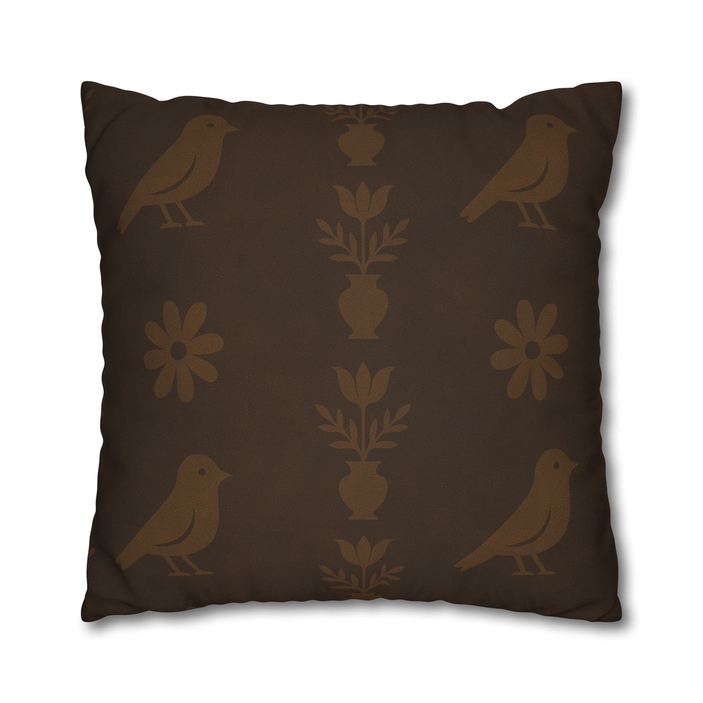 Cozy Bird-Patterned Poly Canvas Pillowcase, Decorative Throw Pillow Cover, Home Decor, Gift for Bird Lovers, Couch Cushion