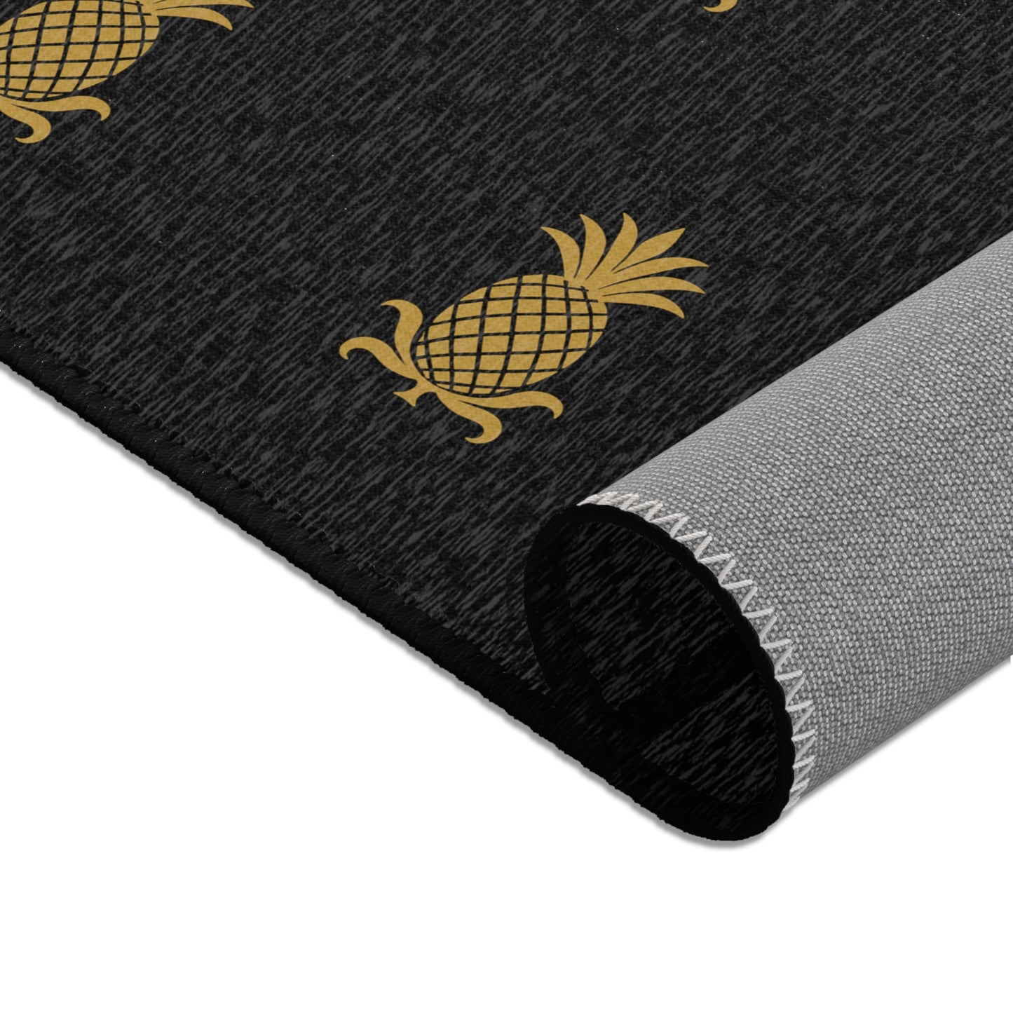 Golden Pineapple Area Rug - Tropical Home Decor, Boho Chic Accent, Living Room Floor Mat, Summer Vibes, Unique Gift Idea