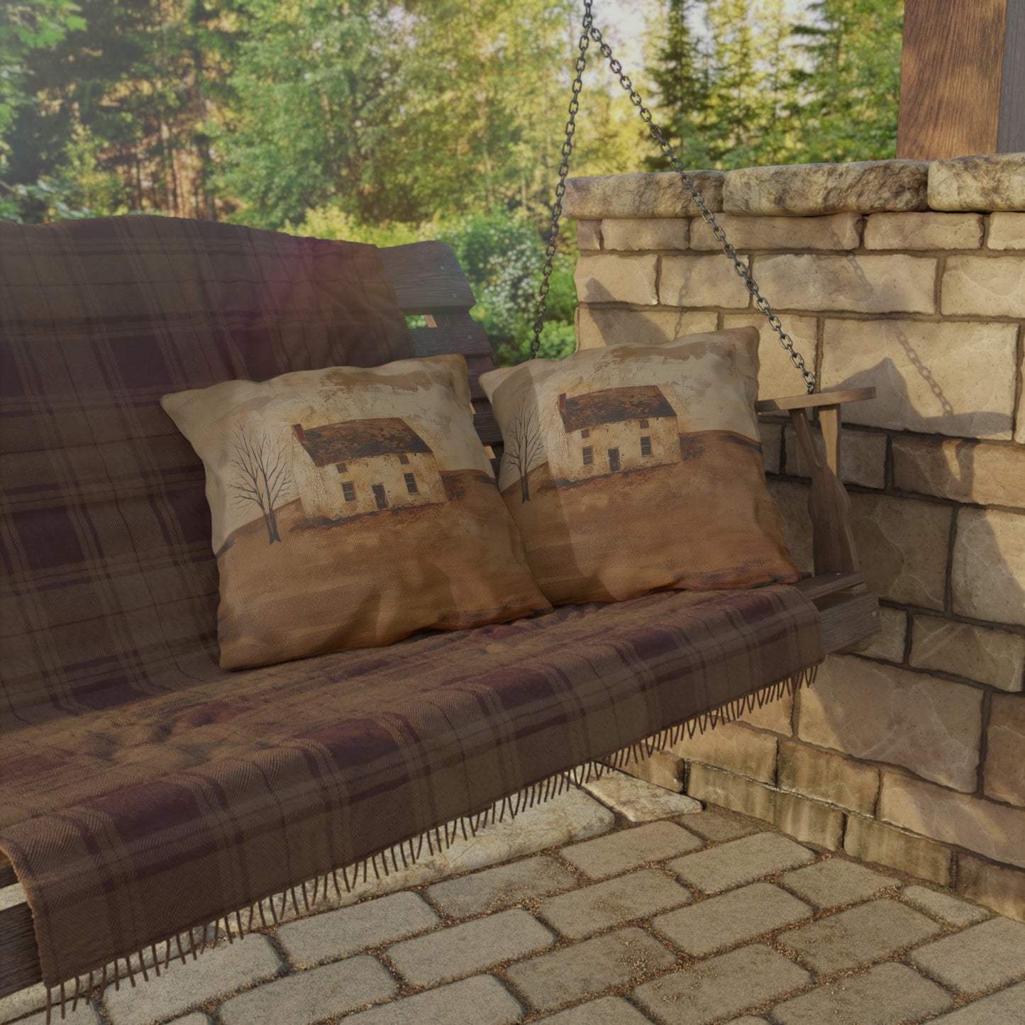 Primitive House Outdoor Pillows
