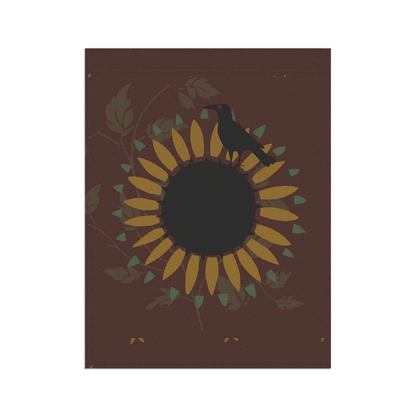 Red Sunflower and Crow Stencil Garden & House Banner