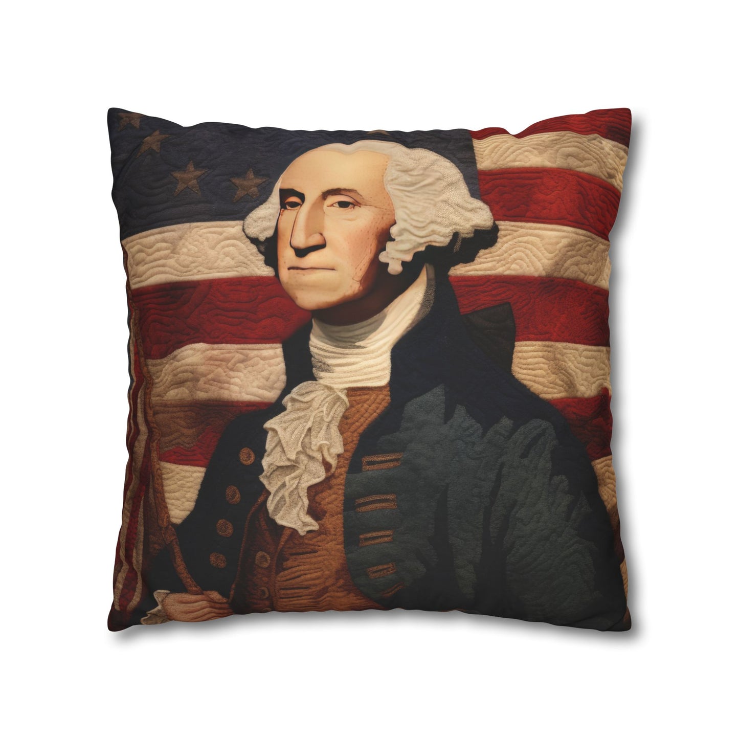 Faux Quilted George Washington Square Poly Canvas Pillowcase