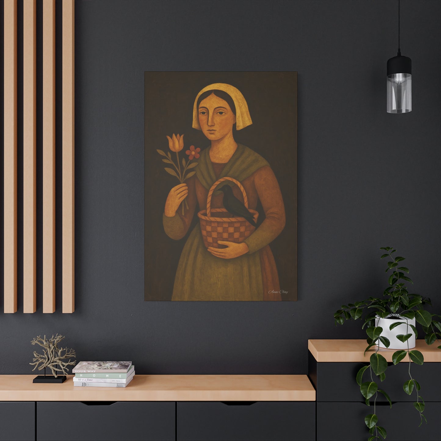 Vintage Woman with Flowers Canvas Art Print, Rustic Home Decor, Wall Art for Candlelit Rooms, Gift for Nature Lovers, Farmhouse Style, [...]