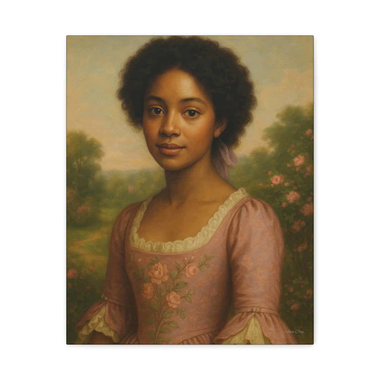 Elegant Portrait Canvas Art for Home Decor, Black Woman Artwork, Floral Wall Art, Vintage Style Painting, Gift for Art Lovers