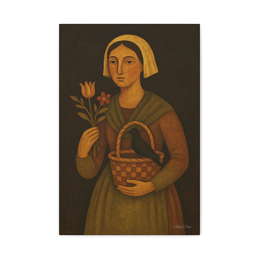 Vintage Woman with Flowers Canvas Art Print, Rustic Home Decor, Wall Art for Candlelit Rooms, Gift for Nature Lovers, Farmhouse Style, [...]