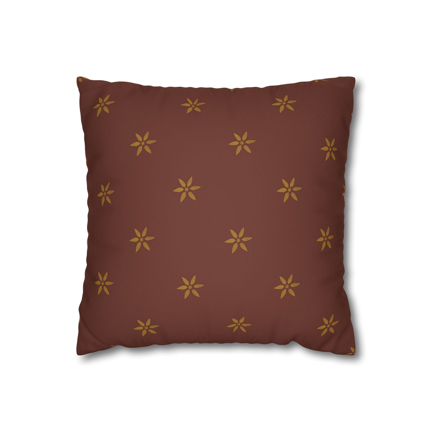 Fantasy Collection Red with Gold Stencil Faux Suede Square Pillowcase