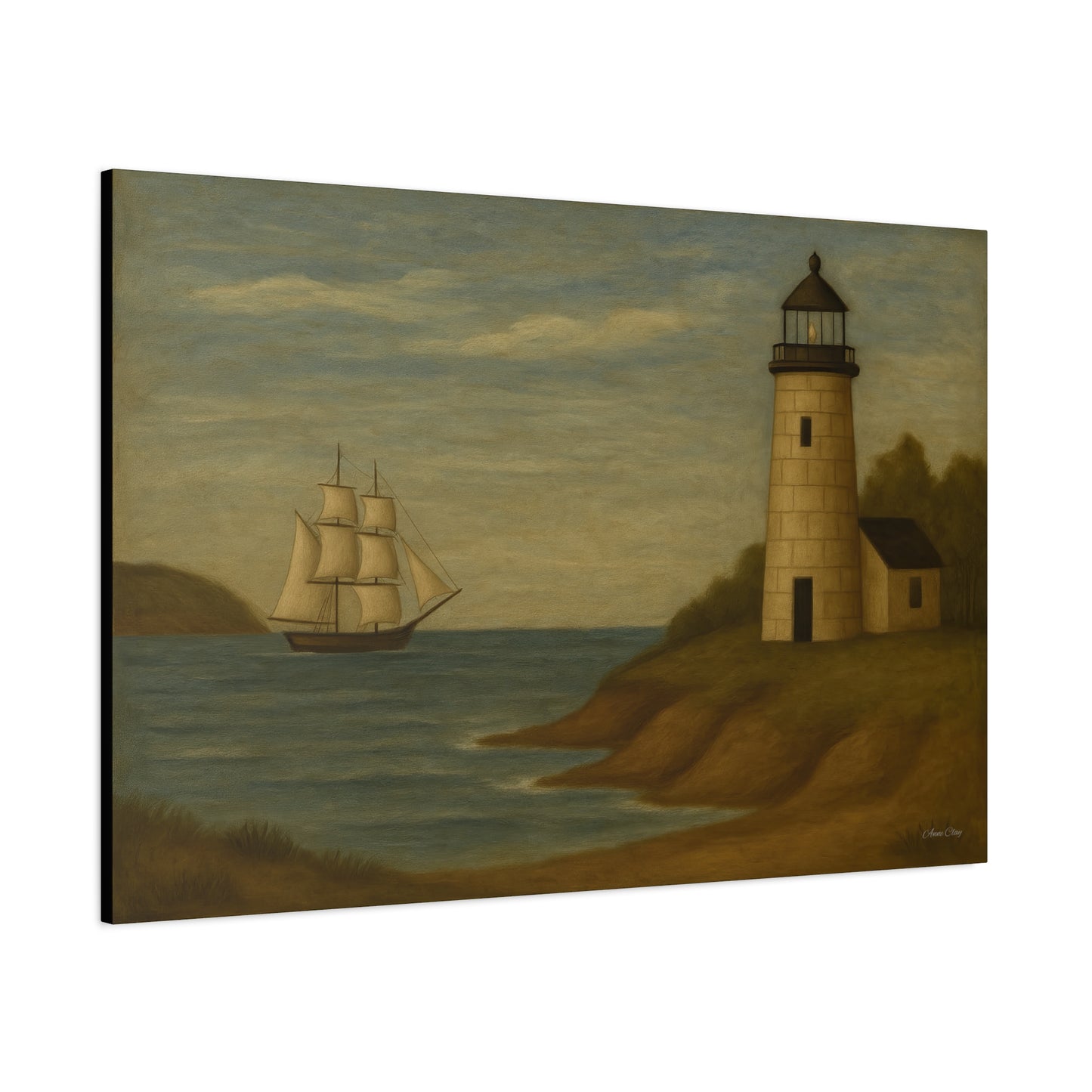 Nautical Canvas Art, Coastal Lighthouse Wall Decor, Home Living Room Decoration, Beach House Gift, Maritime Art Print, Ocean Theme Artwork