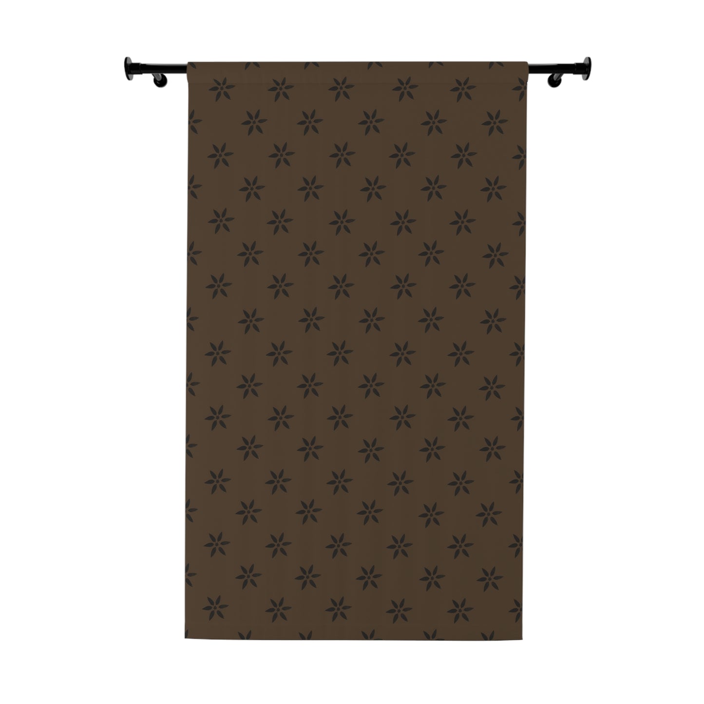 Black Petal on Brown Window Curtains (1 Piece)