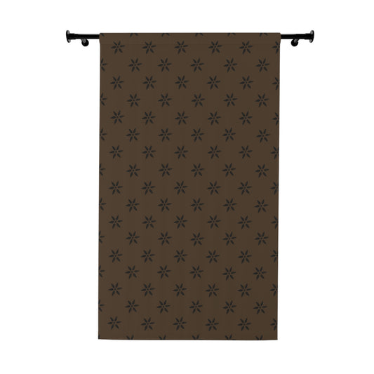 Black Petal on Brown Window Curtains (1 Piece)