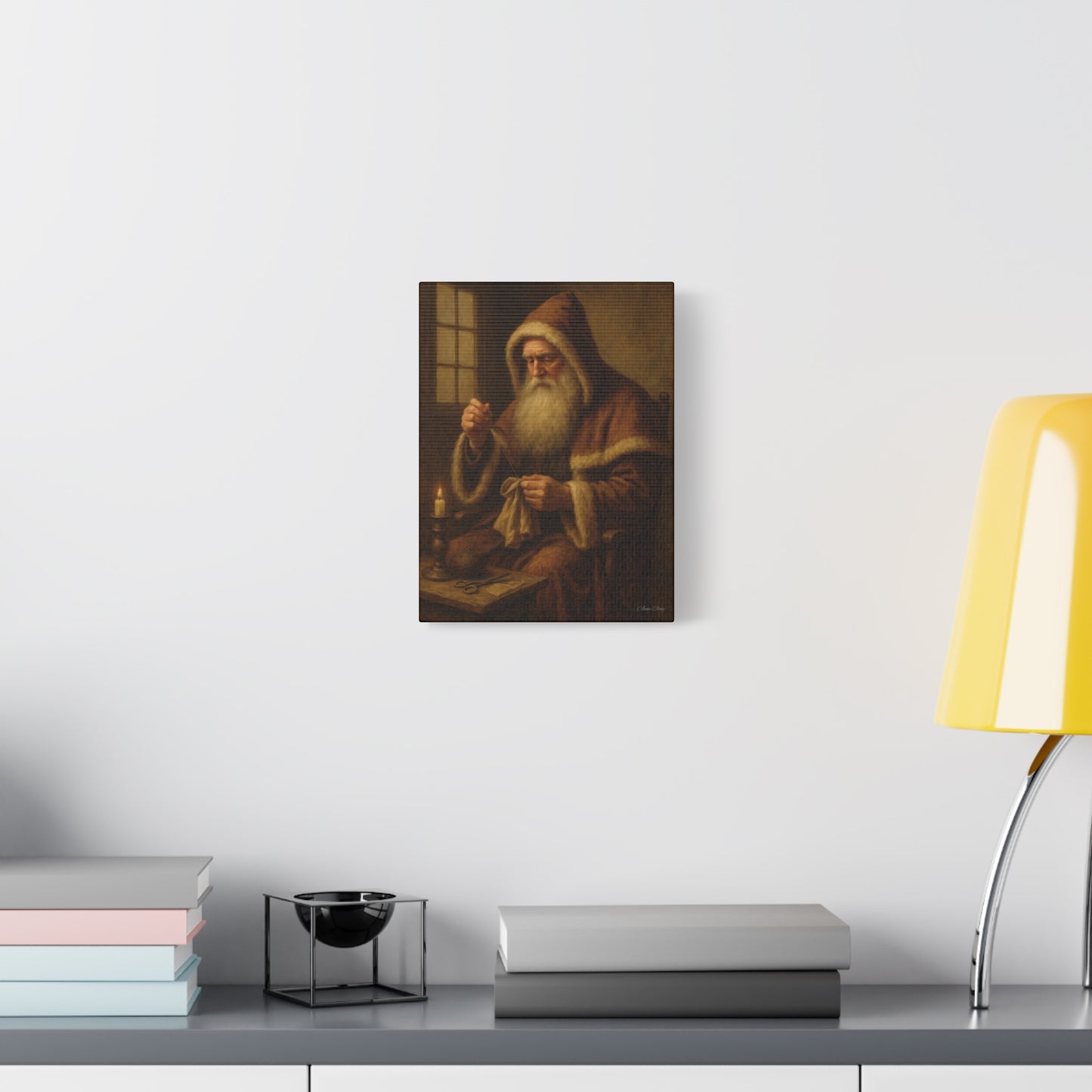 Santa Claus Canvas Art Print - Holiday Decor Sewing Santa
