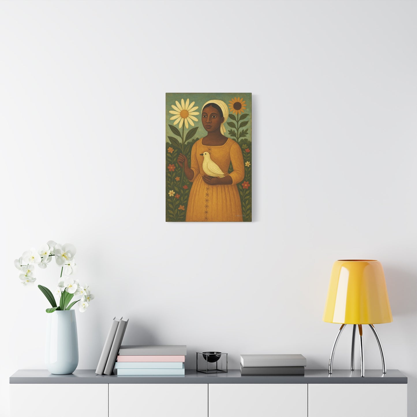 Floral Portrait Canvas Art – Vintage-Inspired Wall Decor, Home Accent, Gift for Her, Botanical Artwork, Unique Wall Hanging