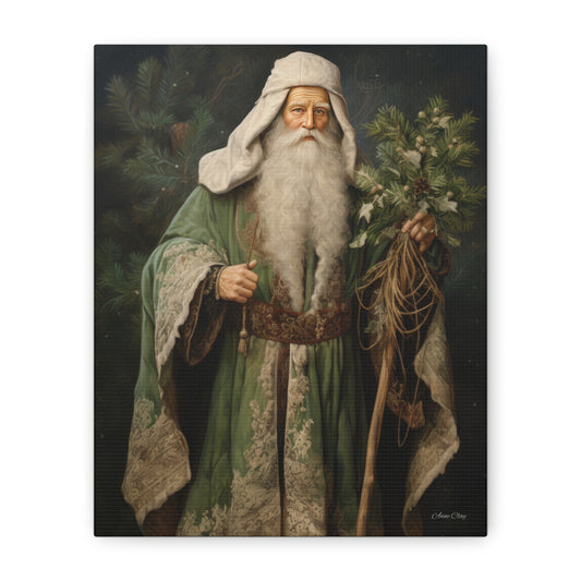 Green Tree Santa Matte Canvas, Stretched, 1.25"