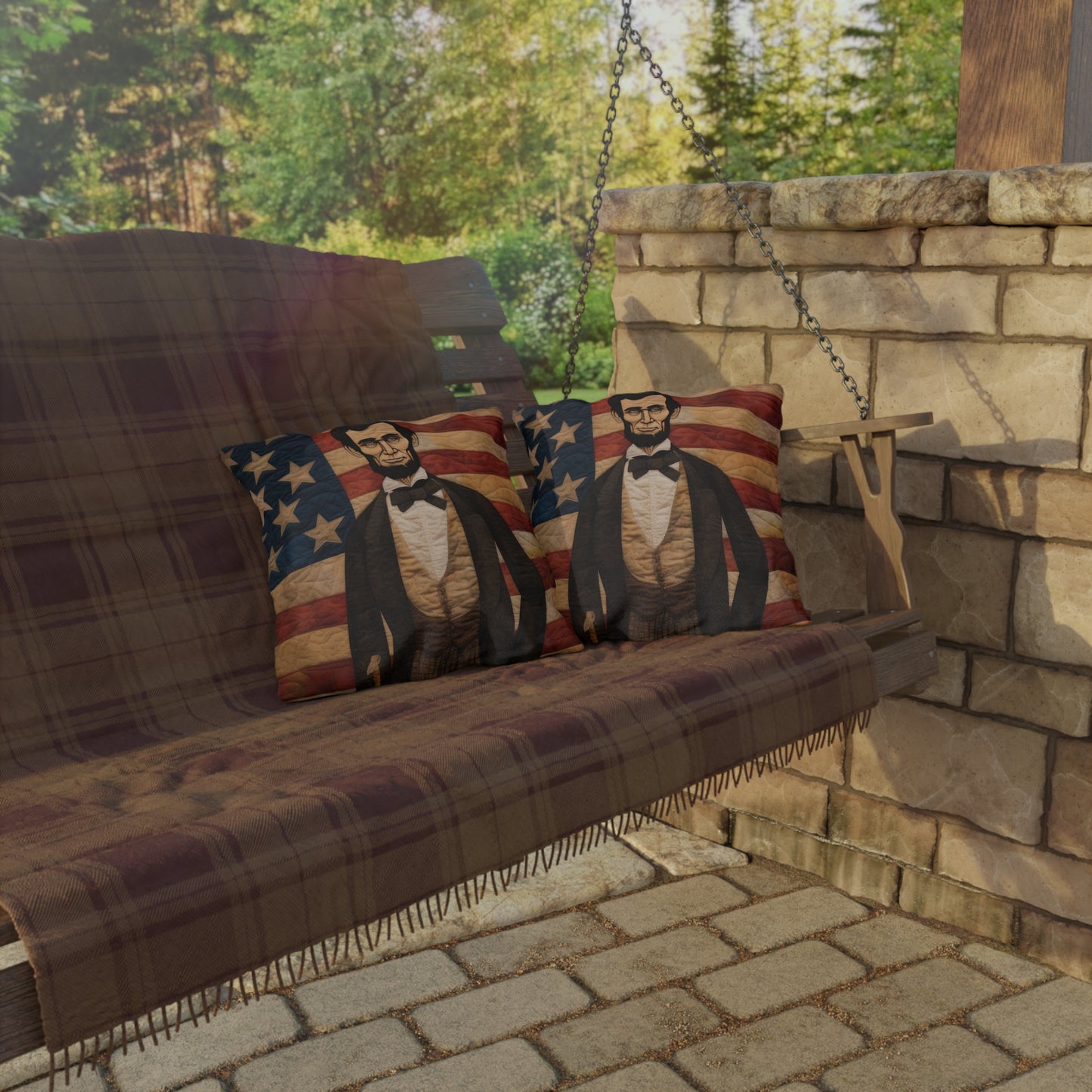 Stitched Abe Lincoln Outdoor Pillows