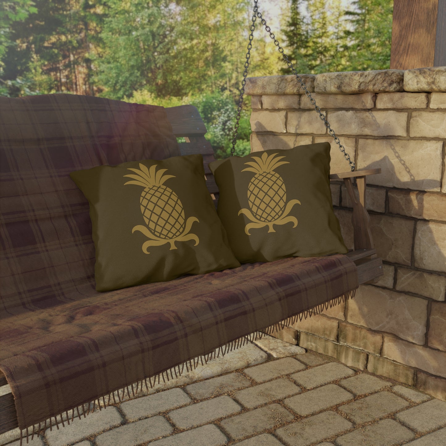 Tropical Outdoor Pillows with Pineapple Design, Garden Decor, Patio Accessories, Summer Vibes, Indoor-Outdoor Cushion