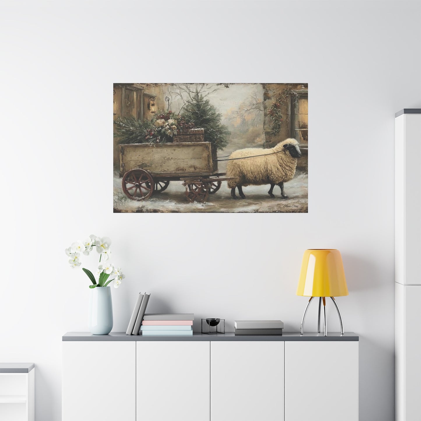 Rustic Sheep Canvas Wall Art