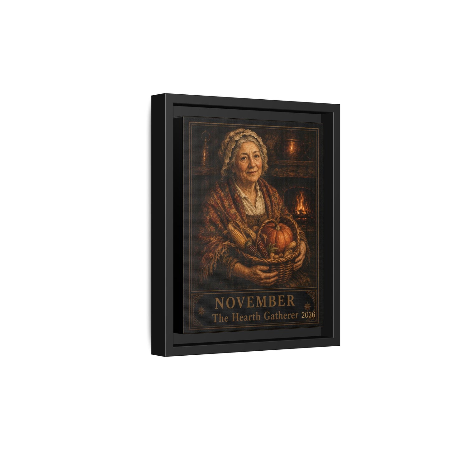 November 'The Hearth Gatherer' Framed Canvas Wall Art FLINT HOUSE COLLECTIBLES