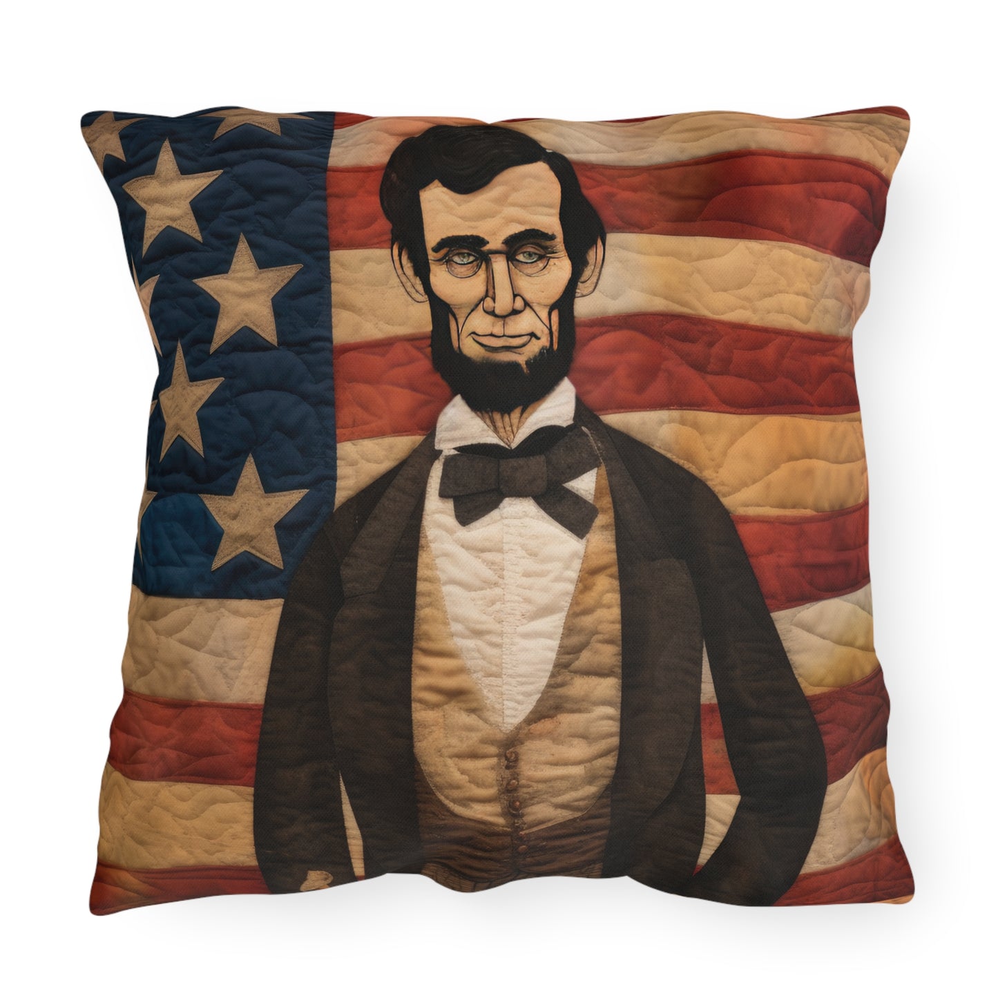 Stitched Abe Lincoln Outdoor Pillows